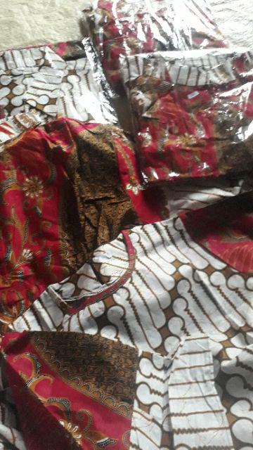 Batik Couple Keluarga Sania Ruffle Ori Ndoro Jowi Dnt Seno Merah Putih