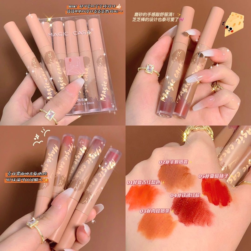 SET 5PCS LIP GLAZE SET BOX LIPSTIK lipstik HANASUI MATTE / HANASUI MATTEDORABLE LIPCREAM