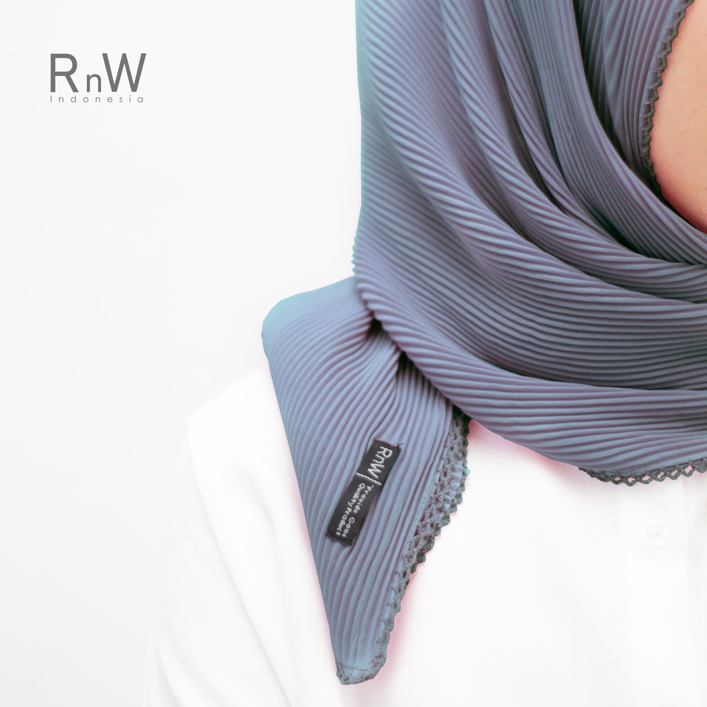 NEW YEAR SALE Pashmina Plisket Crochet Premium-Dark Grey