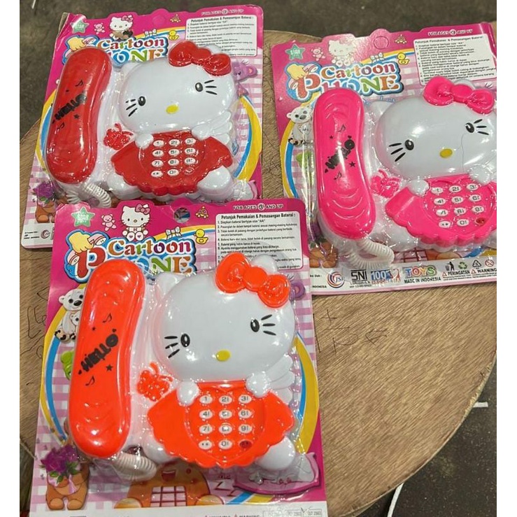 MAINAN TELPHONE HELLO KITTY BATRAI SUARA LAMPU