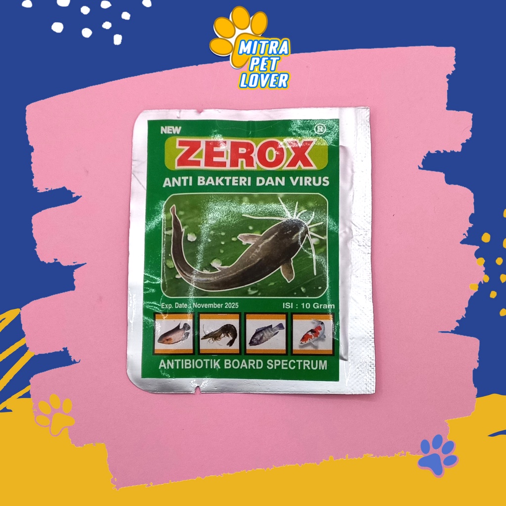 OBAT ANTIVIRUS IKAN - NEW ZEROX 10 GRAM ORIGINAL - ANTI BAKTERI DAN VIRUS PADA IKAN FISH LELE UDANG AMAN SEHAT EFEKTIF ANTI INFEKSI - PET ANIMAL HEALTHCARE AND VETERINARY TAMASINDO OBAT KESEHATAN DAN VITAMIN TERNAK HEWAN BINATANG PELIHARAAN MITRAPETLOVER