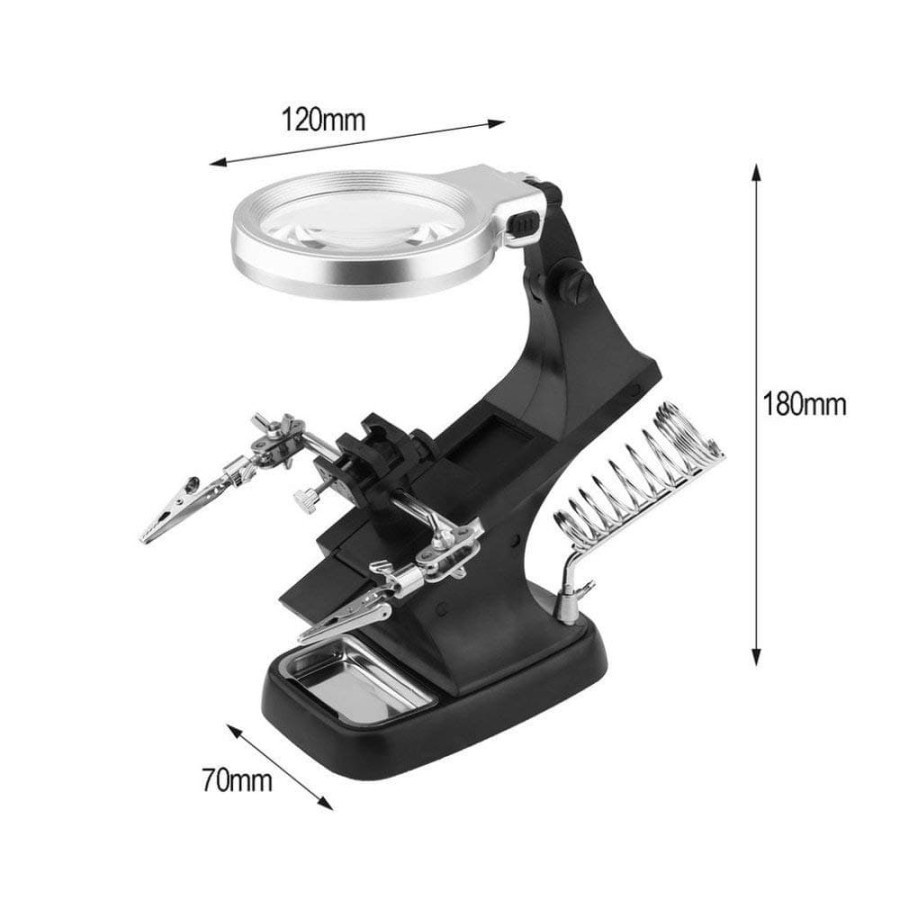 Helping Hand Magnifier 10 LED TH7023 Alat Bantu Solder Kaca Pembesar Jepit PCB TH-7023 AC DC