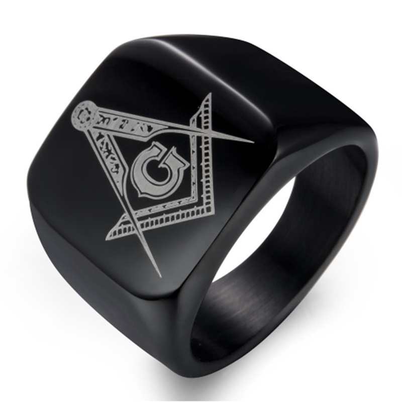 2022 Cincin Masonic single Warna gold / Hitam / silver Untuk Pria