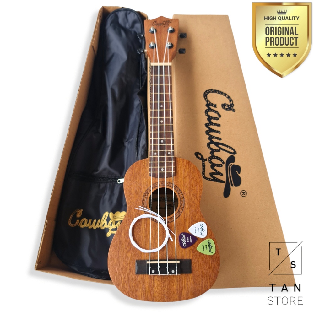 Ukulele 21 Inch Cowboy Soprano Bonus Tas Pick Senar Ukulele