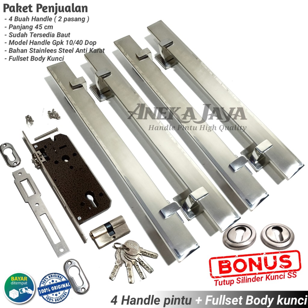 4 handle pintu rumah set kunci panjang 45 cm / Gagang pintu rumah / Pegangan pintu rumah terbaru