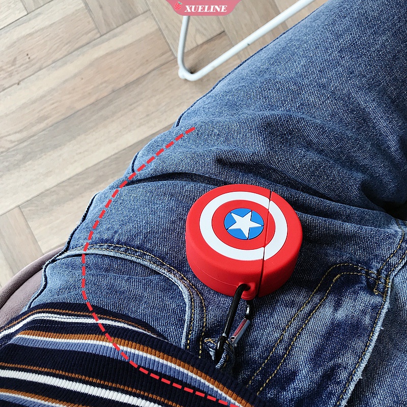 Cover Pelindung Bahan Silikon Motif Captain America Untuk AirPods 1 2