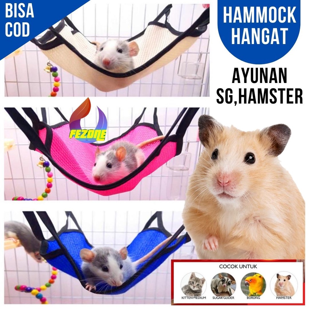 Mainan Hamster Gantung Hammock Hamok Ayunan kasur tidur Hamster Sugar Glider Tupai Musang otter Bahan Flacee Lembut BERGARANSI FEZONE