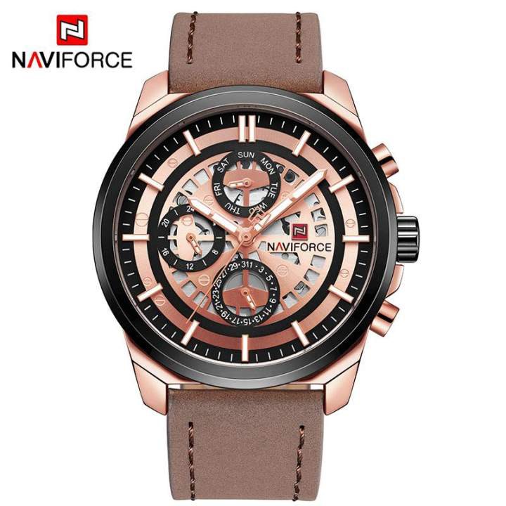 Jam Tangan Naviforce 9129 Fashion Pria Cowok Laki Chrono Aktif Original Bergaransi