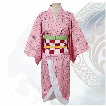 COSTUME KIDS COSPLAY NEZUKO KIMETSU NO YAIBA HAORI YUKATA FULLSET KIMONO JEPANG ANIME