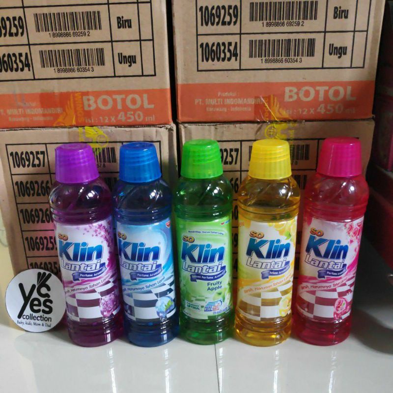 Soklin Lantai botol 450 ml so klin sabun aroma rose apel lemon lavender Mint Merah Hijau Biru Kuning ungu pembersih rumah aromatik mop