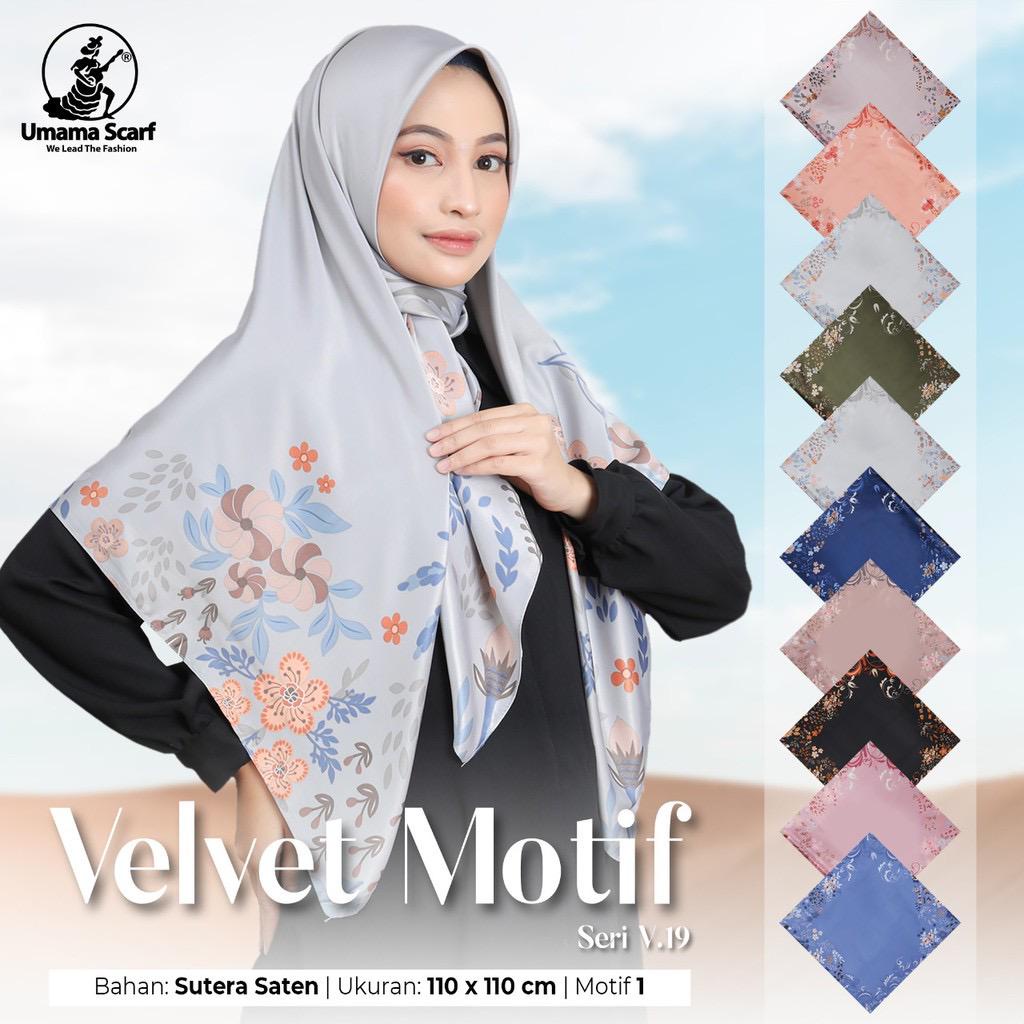 Segiempat Motif Hijab SILK OLIVIA MOTIF UMAMA 110x110 Butter Silk Velvet Motif-V.19 Motif 1
