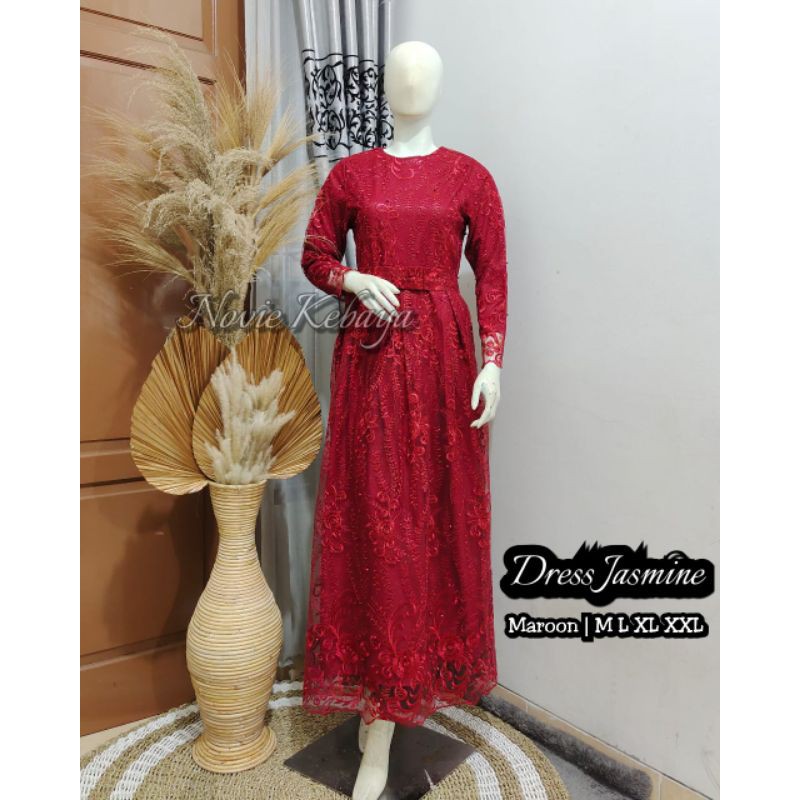gamis jasmine tile gamis pesta brokat tile gamis mewah gamis satin gamis polos gamis murah terbaru