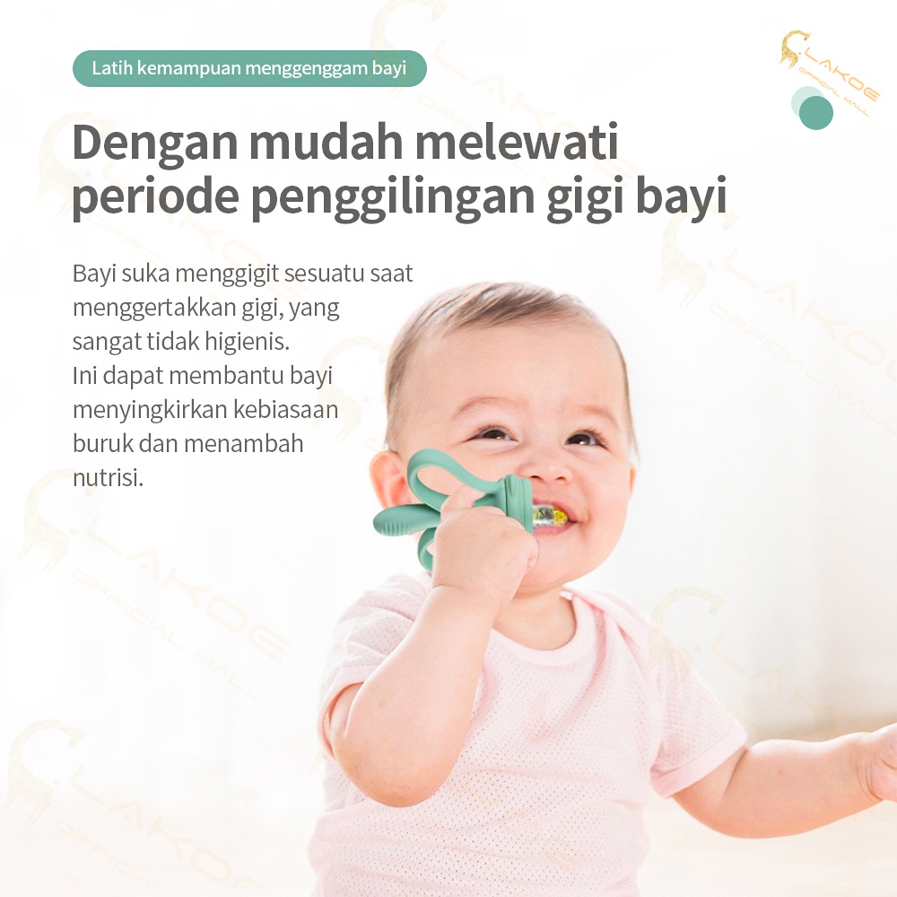 Mainan gigitan teether bayi  dot buah bayi 2 in 1 behan silikon-6