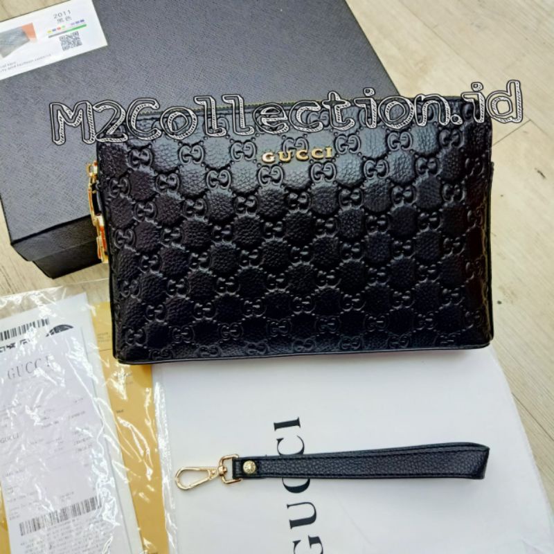 Handbag Gucci Leather Embos Kunci Kode Clutch Tas Tangan Kulit Asli Premium Quality