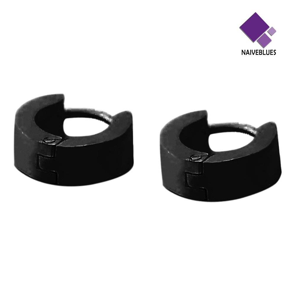 1 Pasang Anting Hoop Huggie Bahan Stainless Untuk Pria