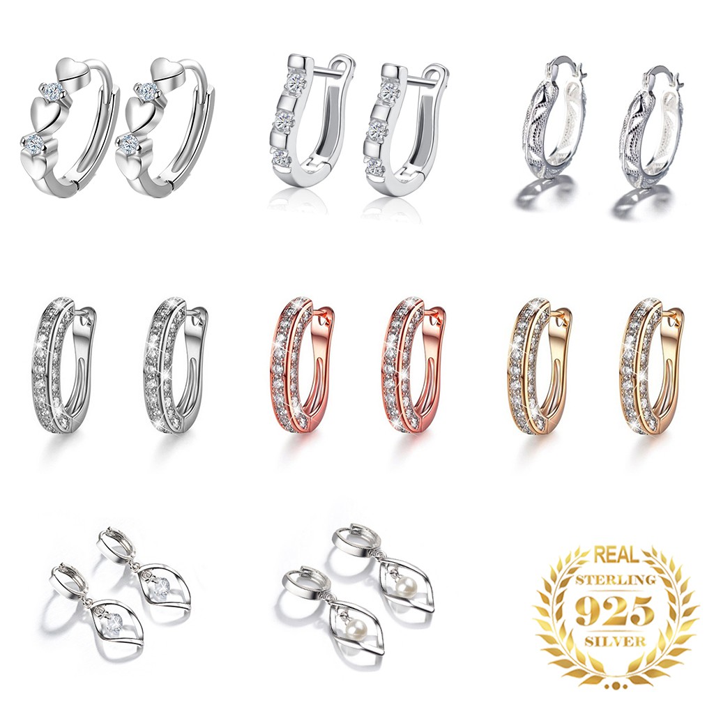 925 anting perak sterling anting-anting wanita dengan perhiasan fashion berlian