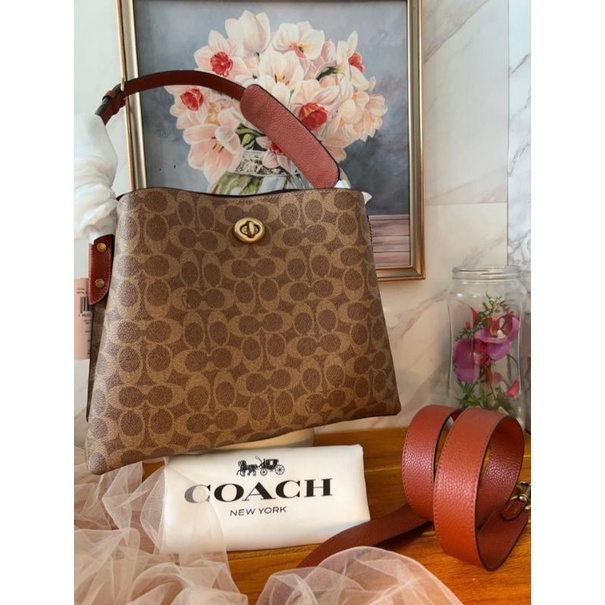 Coach Willow Crossbody Shoulder Bag Signature Tan Rust