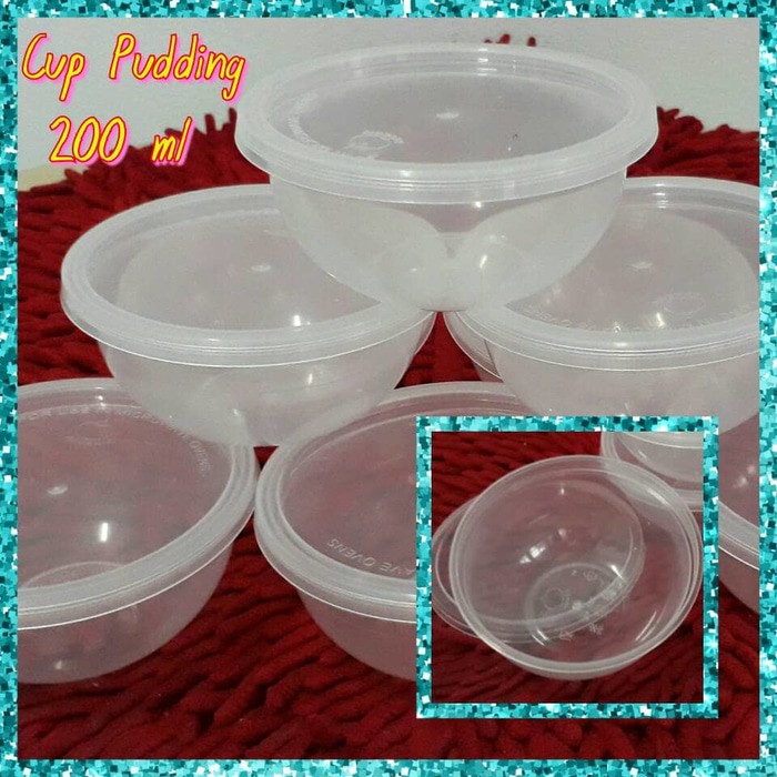 Cup Pudding Plastik uk 200 ml isi 25- wadah plastik- cup slime