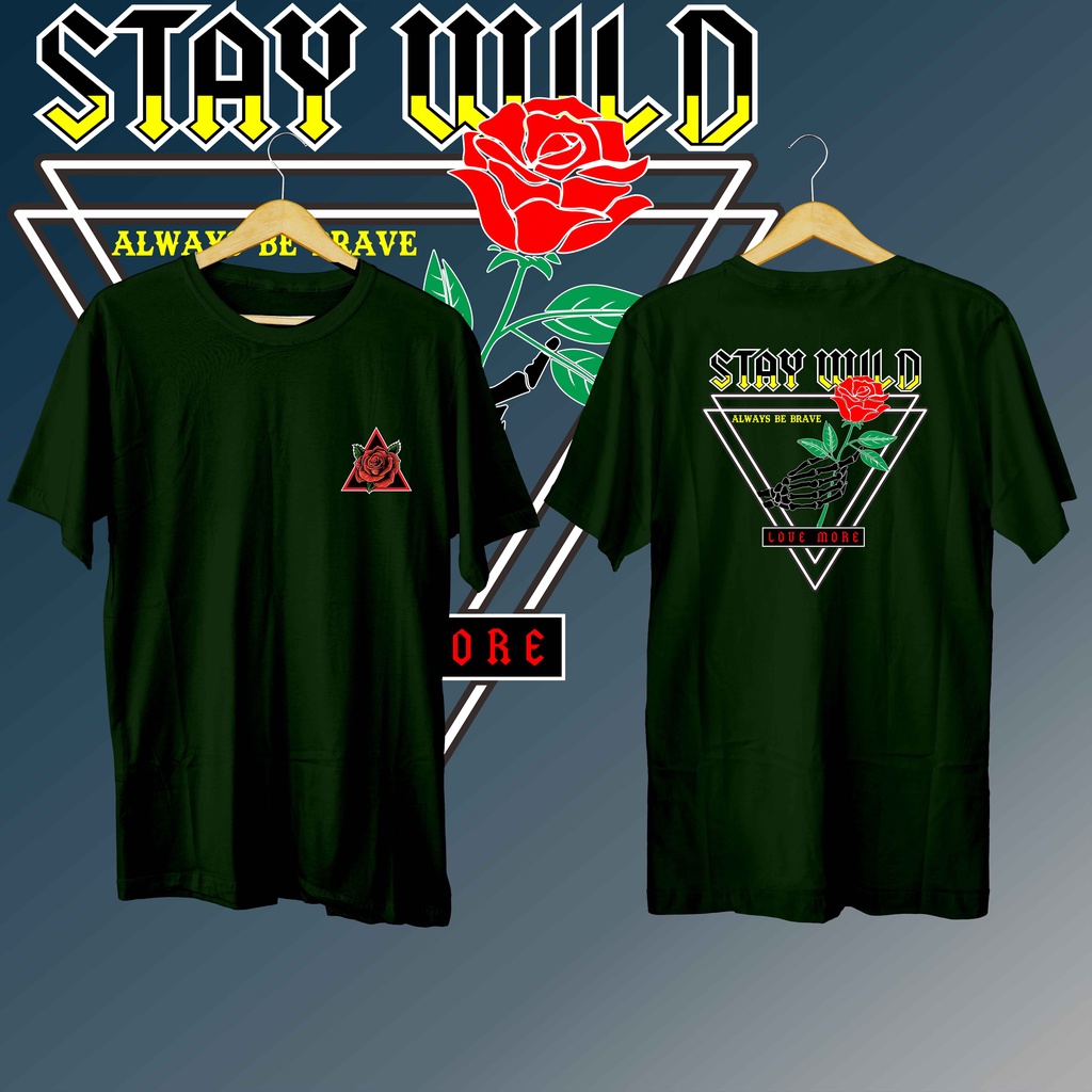 KAOS DISTRO PRIA GAMBAR BELAKANG&quot;ROSE WILD&quot;cotton combed 30s/kaos lengan pendek/atasan terbaru