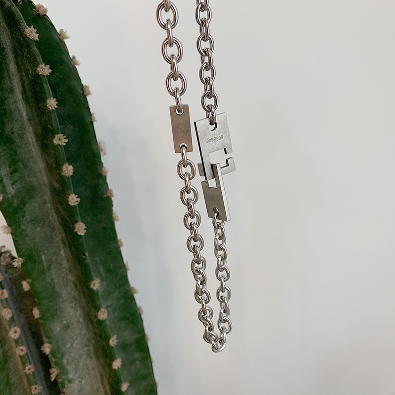 Square Brand Necklace Accessories Personality Chain Trendy Titanium Steel Hip Hop