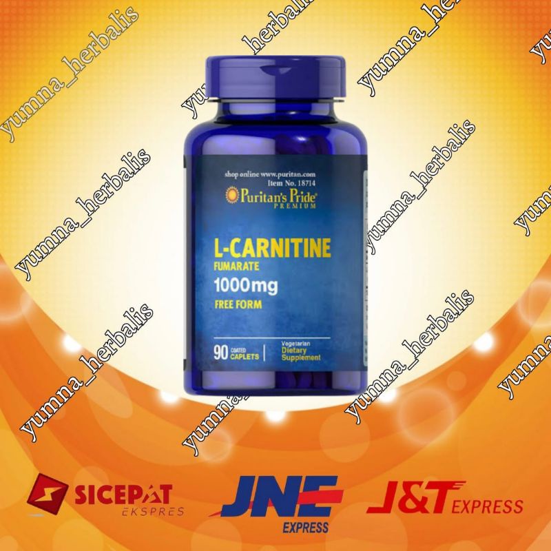 Puritan obat L-carnitine 1000mg - pembakar lemak pelangsing 90 caplet - obat L carnitine asli