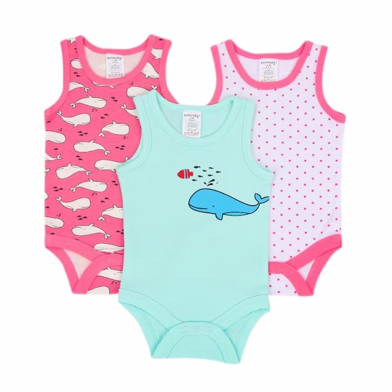 BABY K2 - Bodysuit vest isi 3 pcs motif shark pink