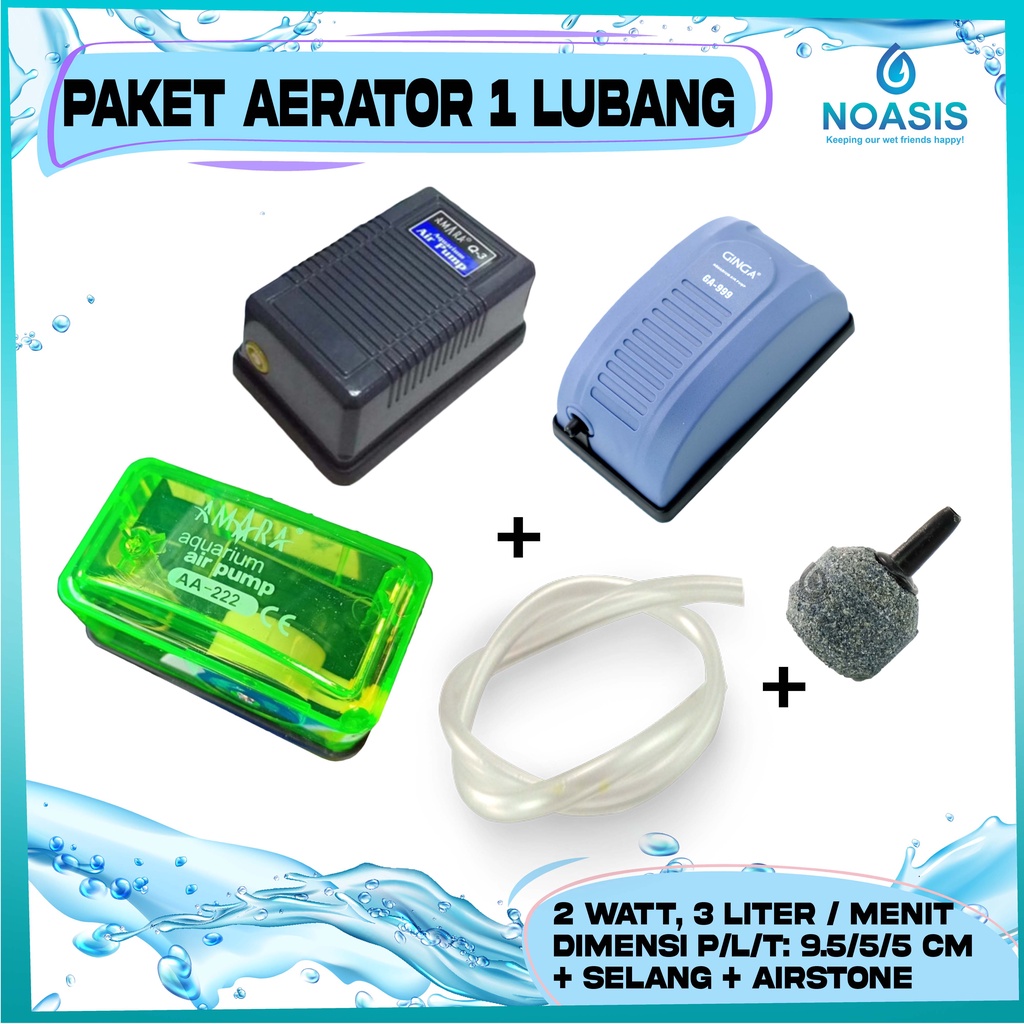 PAKET MESIN UDARA 1 LUBANG / OUTPUT AERATOR GELEMBUNG UDARA AQUARIUM