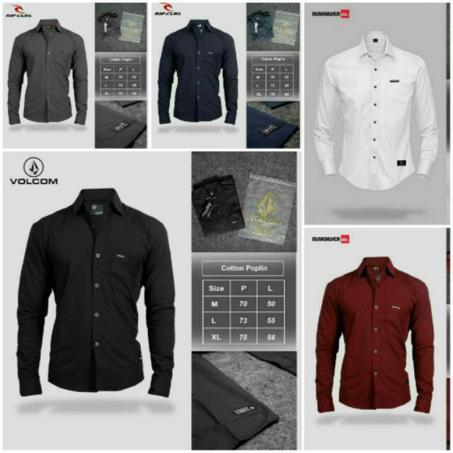 TERBARU | Kemeja Formal Polos Premium Original Volcom Quiqsilver Rifcurl