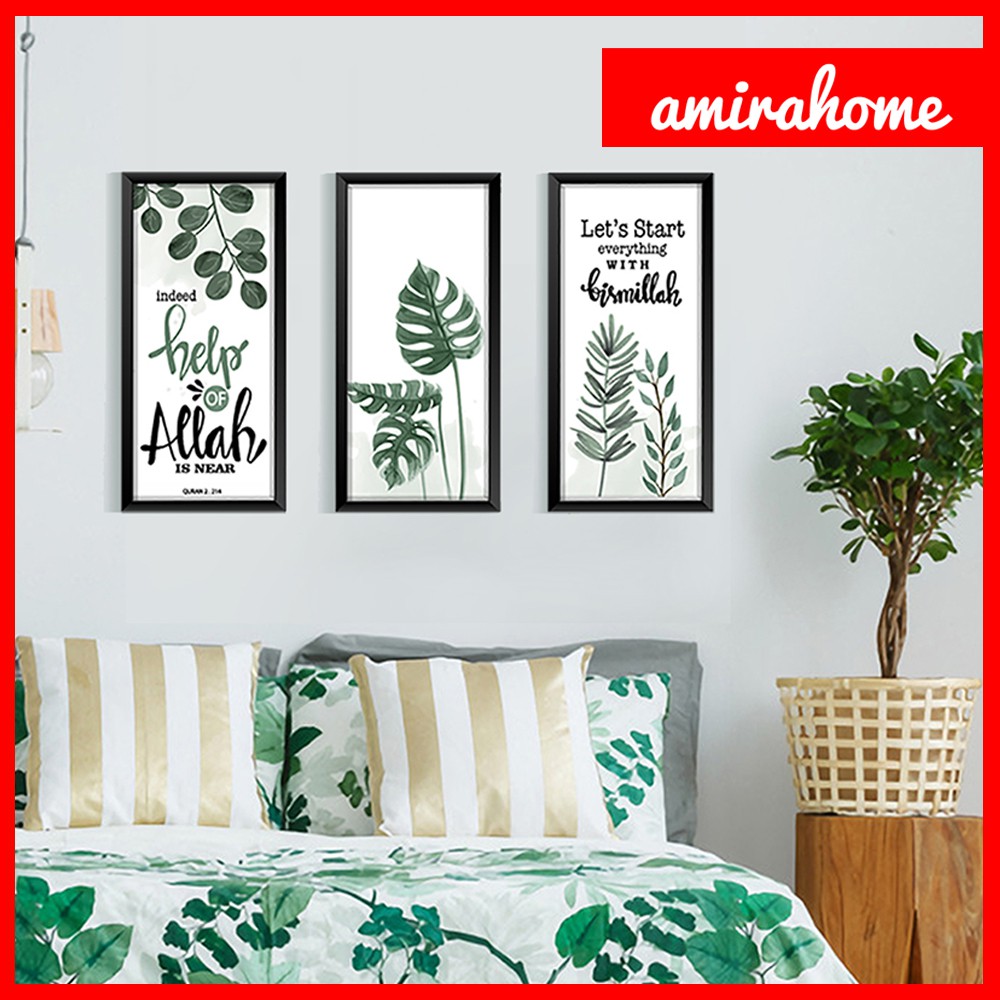 DAPAT 3 Hiasan dinding kamar pajangan wall decor rumah quotes islami tropical daun Poster aesthetic