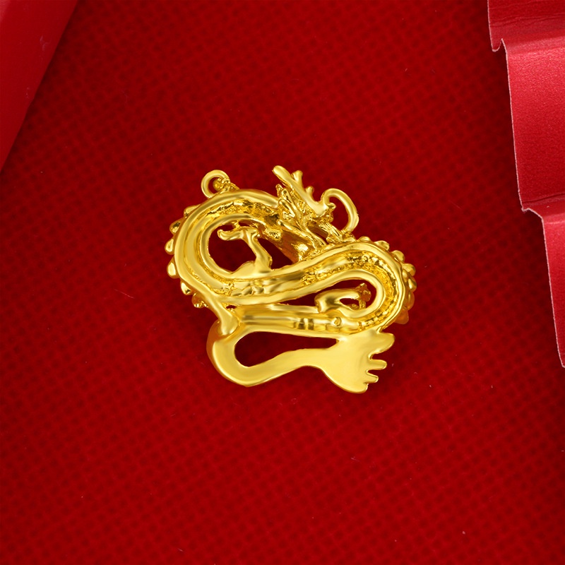 Liontin Desain Naga Lapis Emas Asli Kadar 375 Untuk Pria Dan Wanita