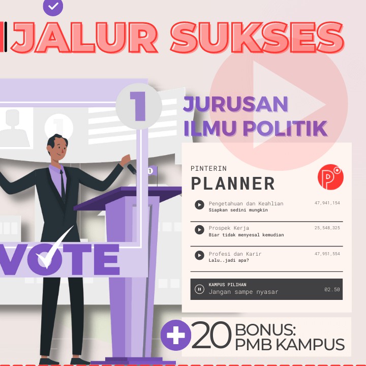 

Daily Planner Kuliah Jurusan Ilmu Politik Jalur Test SNMPTN-SBMPTN-UTBK Weekly Binder Loose leaf B5