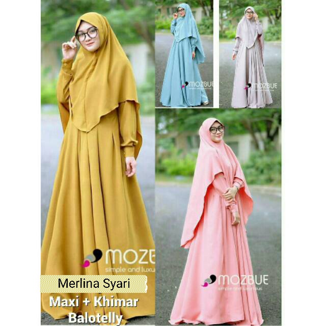 Merlina - Bisa COD Gamis Baju Dress Muslim Wanita Busui Kondangan Seragaman Warna Polos Kuning Musta