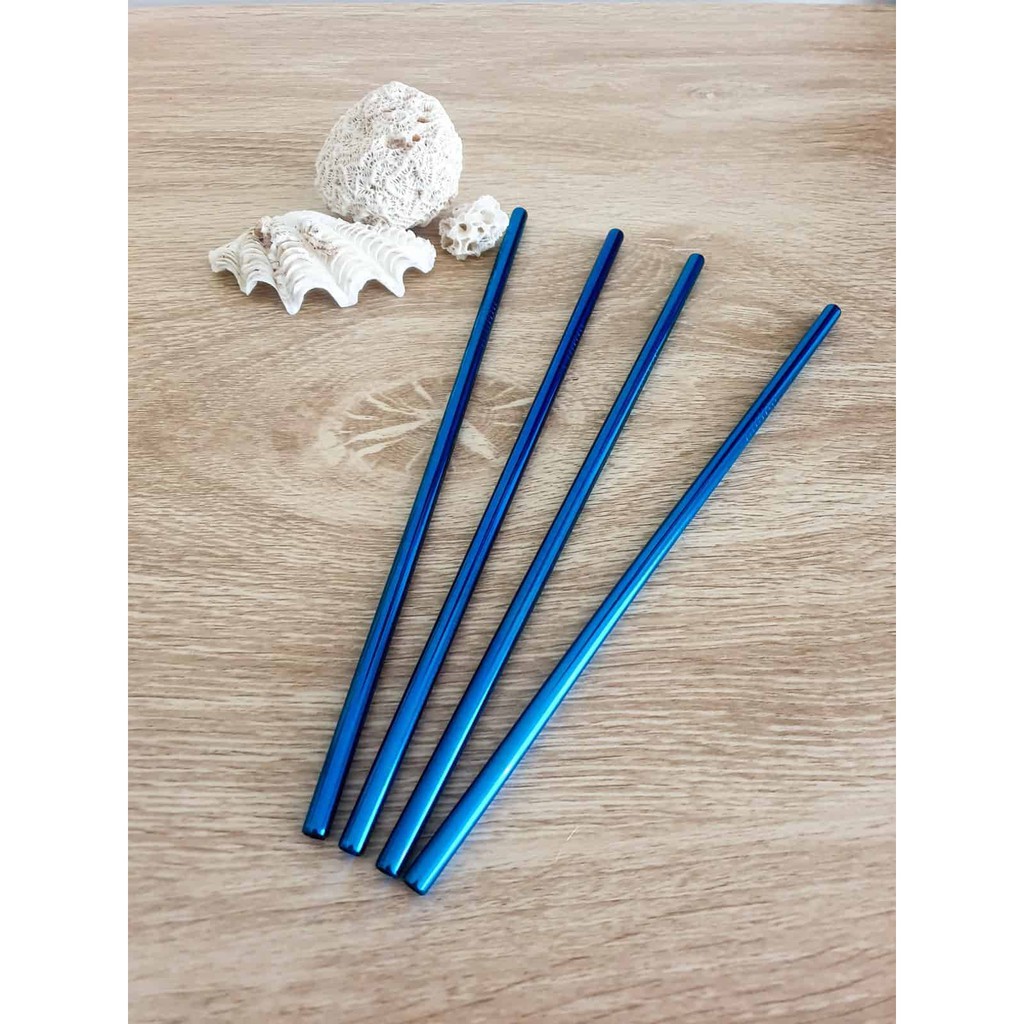 Sedotan Stainless Steel Straw BIRU - Sedotan Metal