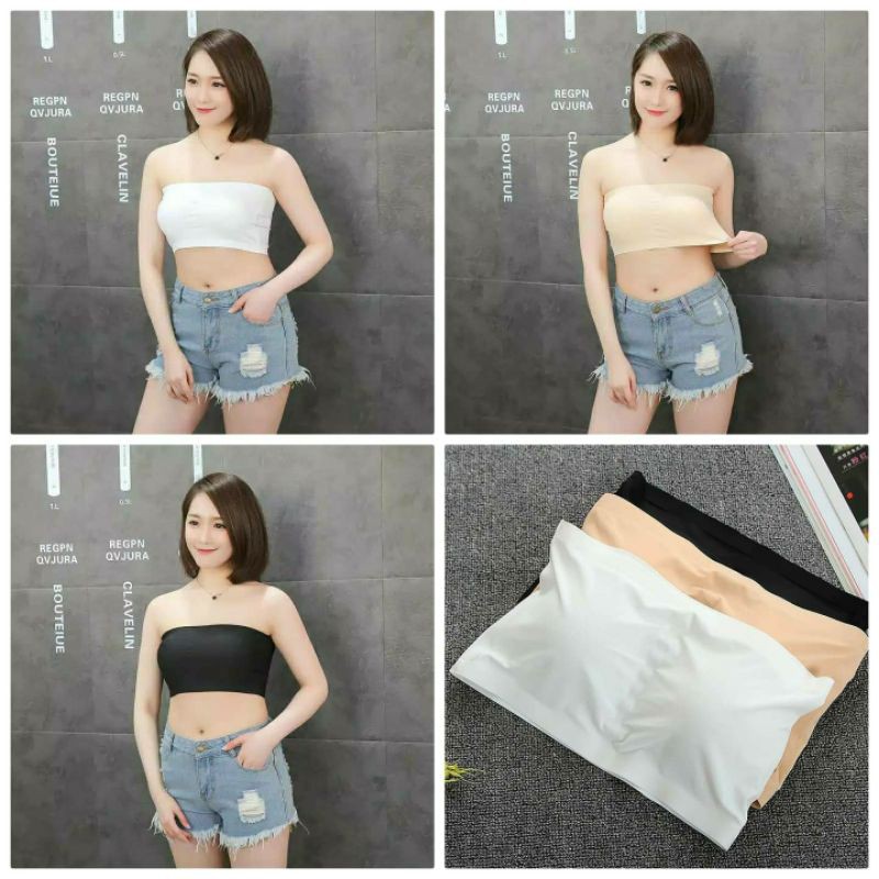 Kemben Cup tanpa tali Ice Silk Seamless Bandeau Bra Kemben busa adem