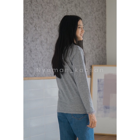 [COD] Kaos polos wanita lengan panjang jumbo murah v neck oversize