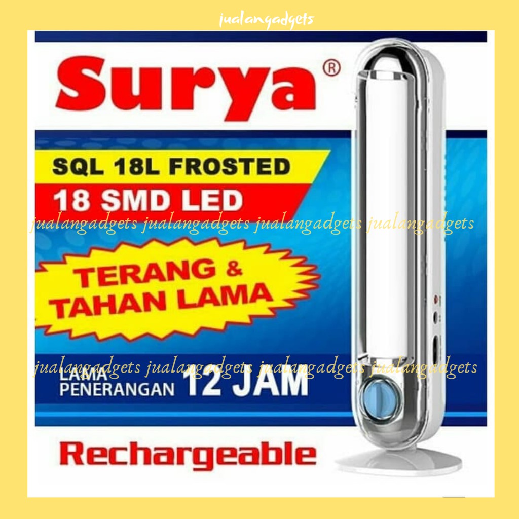 LAMPU DARURAT - SURYA LAMPU EMERGENCY SQL 18L FROSTED - Rechargeable