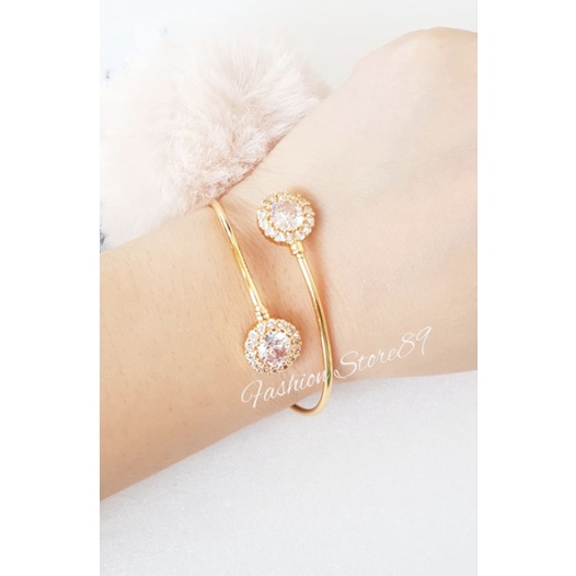 Gelang Bola permata Zircon Bangle Elastis Lapis emas 18k yaxiya import xuping bestseller gelang dewasa gelang elastis freesize