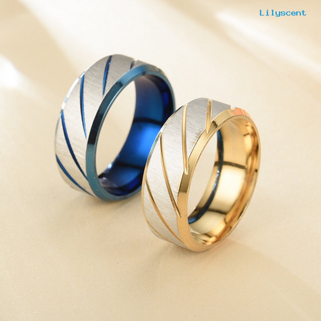 Ls Cincin Pasangan Bahan Stainless Steel Motif Twill Geometris Untuk Pertunangan