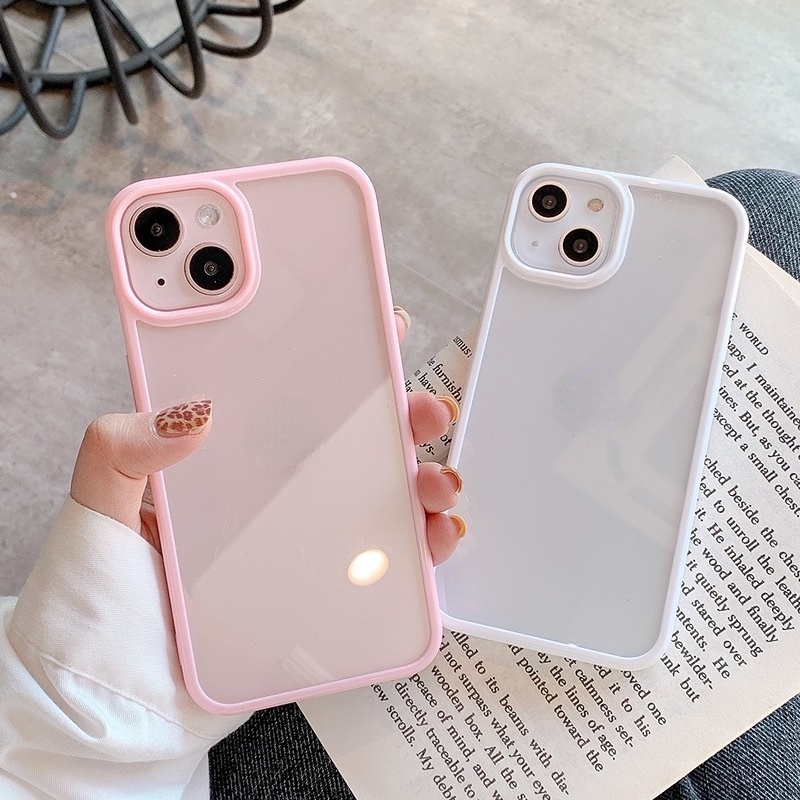 Casing Bahan Akrilik Transparan Warna Permen Untuk Iphone 12 11 Pro X Xs Max 7 8 Plus