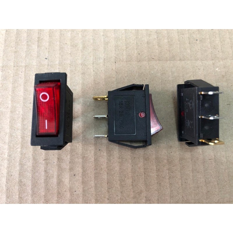 Saklar Rocker switch Tanggung Lampu TIPIS 3 pin / 3 kaki ON OFF ROCKER SWITCH