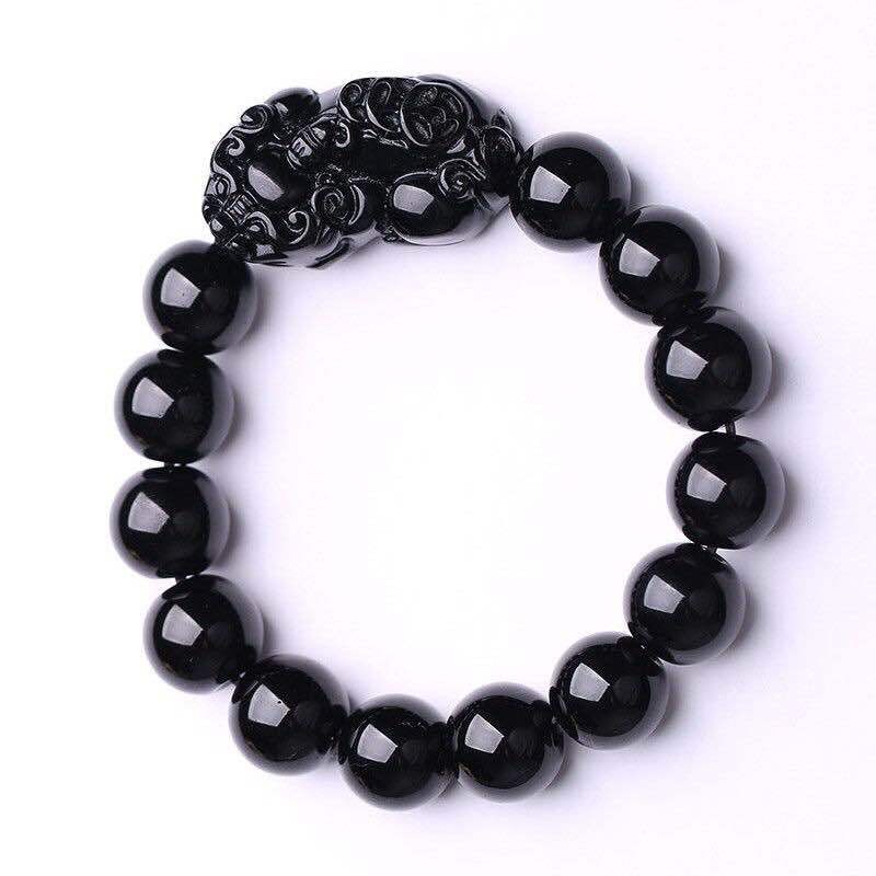 Fashion Feng Shui Pixiu Gelang Kristal Obsidian Gelang Manik-manik Hadiah Liburan Pabrik Grosir Ukuran 12 Mm