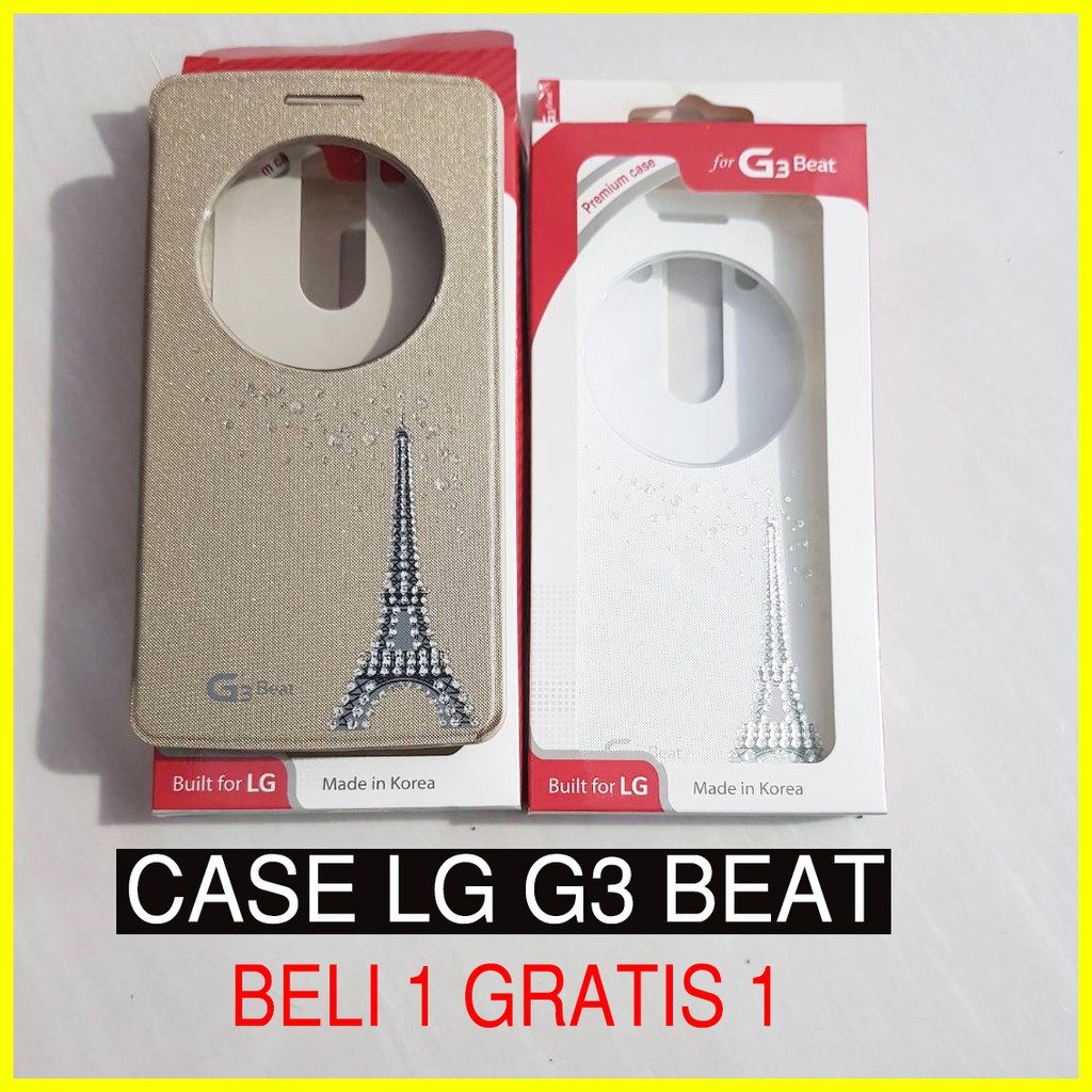 PARIS Flip Casing LG G3 Beat hp Cover D728 D724 Tebal case putih gold Full auto Lama Murah terbaik