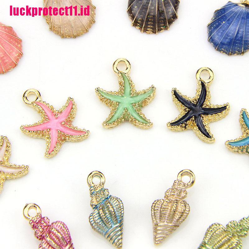 15 Pcs Liontin Enamel Bentuk Bintang Laut Dan Keong Untuk Kerajinan Perhiasan Charms