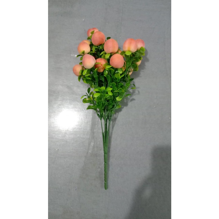 F&G BUAH BUAHAN BUNGA TANGKAI PLASTIK BUNGA ARTIFISIAL BUNGA HIASAN P3141-PEACH