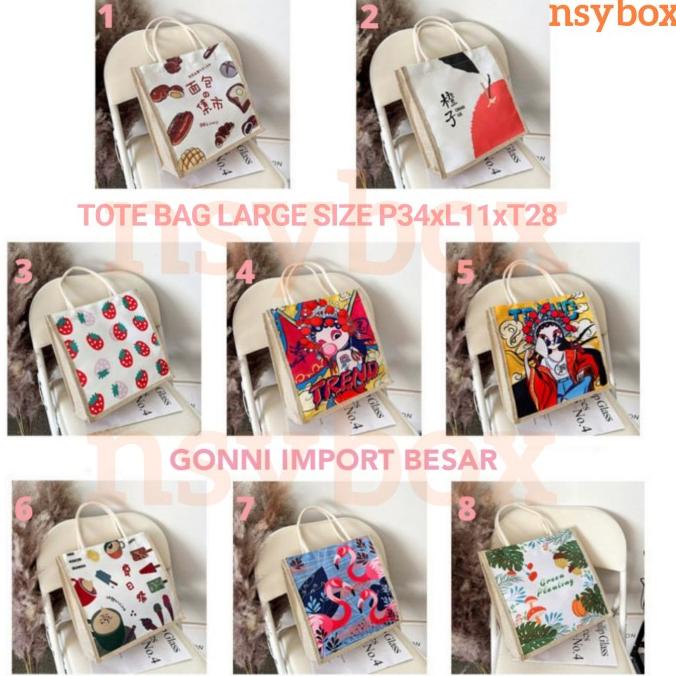 TOTE BAG KANVAS IMPORT TOTE BAG KANVAS BESAR KOREA BERKAH