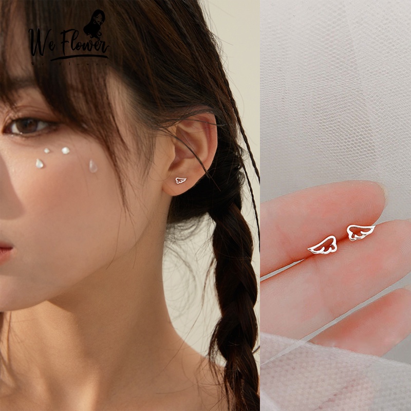 We Flower Anting Stud Bentuk Sayap Malaikat Mini Bahan S925 Silver Untuk Wanita