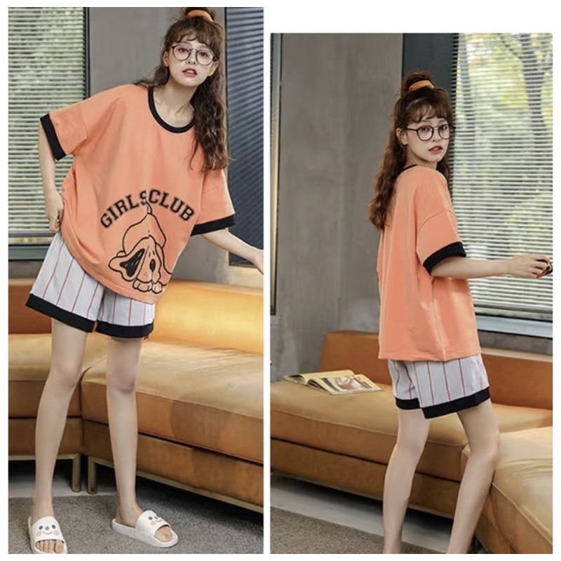 PIYAMA KAOS KATUN IMPORT BIG SIZE 2XL SETELAN HOTPANTS MOTIF NEW ARRIVAL BAJU TIDUR BEST SELLER