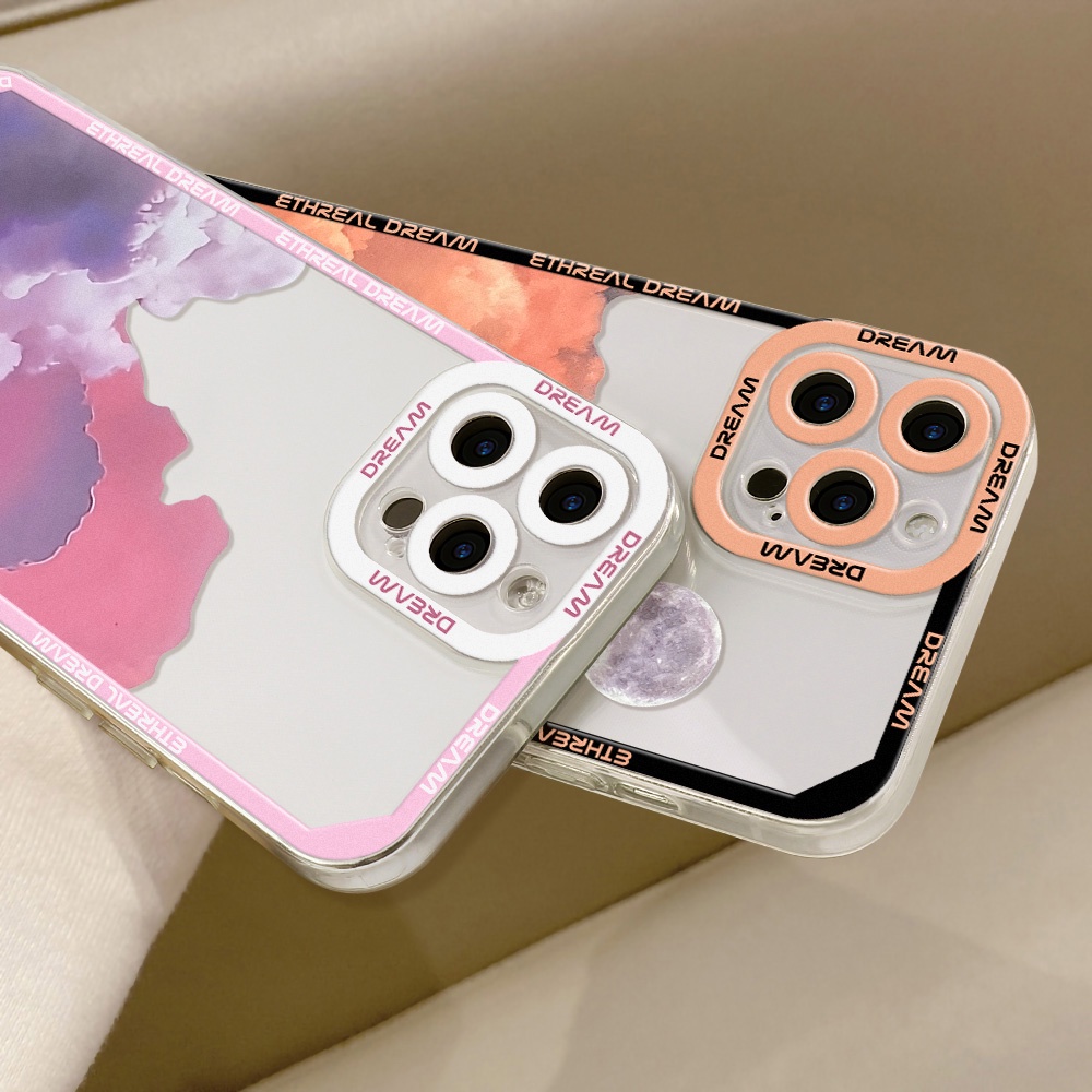 Soft Case TPU Transparan Motif Matahari Terbenam / Malaikat Untuk iPhone 13 12 11 Pro MAX XS MAX XR X 7 8 Plus SE 2020