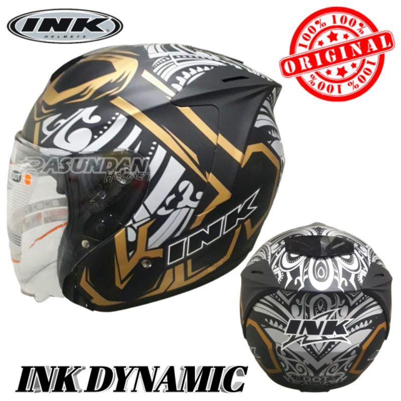 HELM INK DYNAMIC MOTIF #3 BLACK DOFF/GOLD  HALF FACE