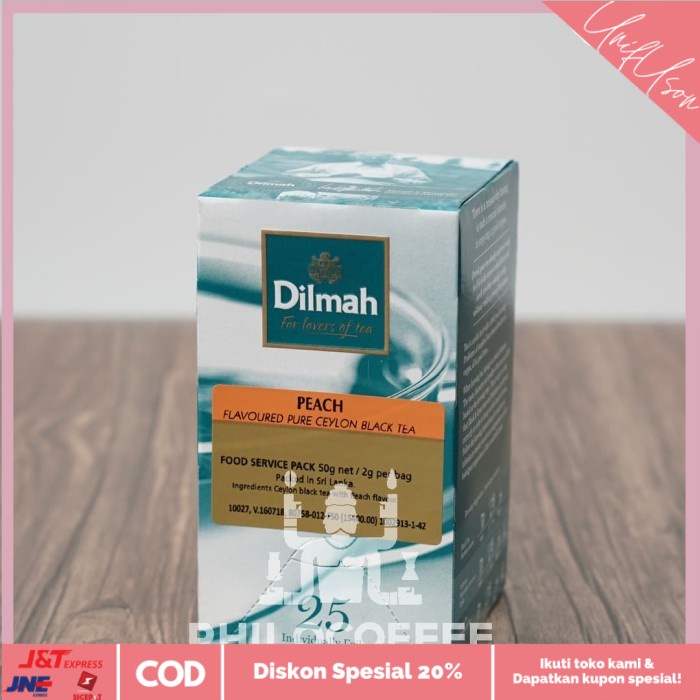

⭐COD⭐ Teh Dilmah Peach Tea 25 saset (25 Foil Enveloped x 2gr) | Tea Bag